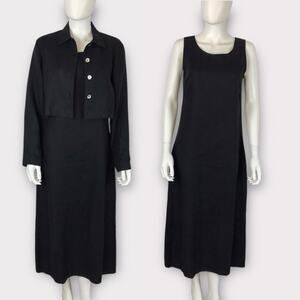 2 Piece Black Linen Jacket & Sleeveless Maxi Dress Size 4